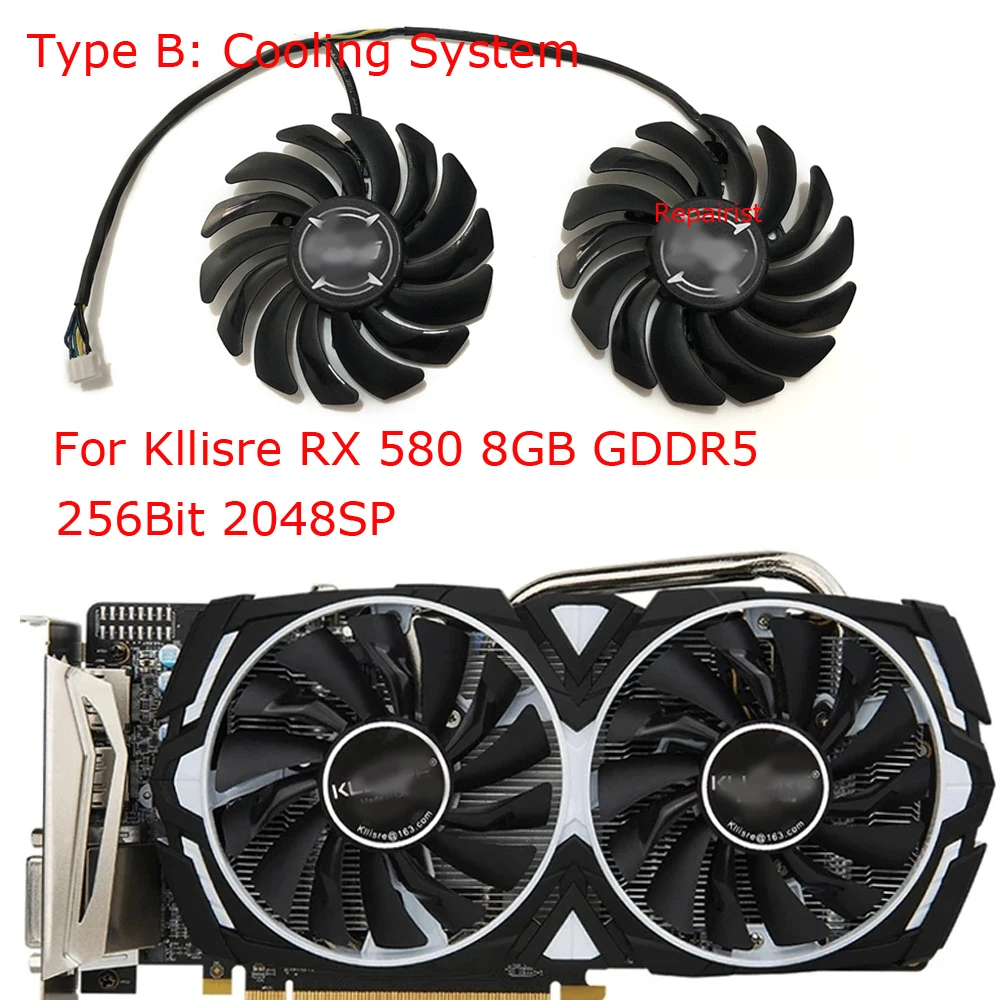 Rx 580 8Gb 2048Sp Gpu - gpu-冷却ファン,t129215su,2ピース/セット,ビデオカード,pld09210s12hh Kllisre用 rx 580 8GB gddr5